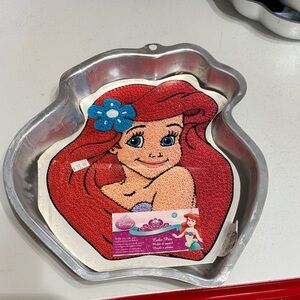 Wilton Disney Ariel Shaped Cake Pan with Bright Red Hair and Blue Accent